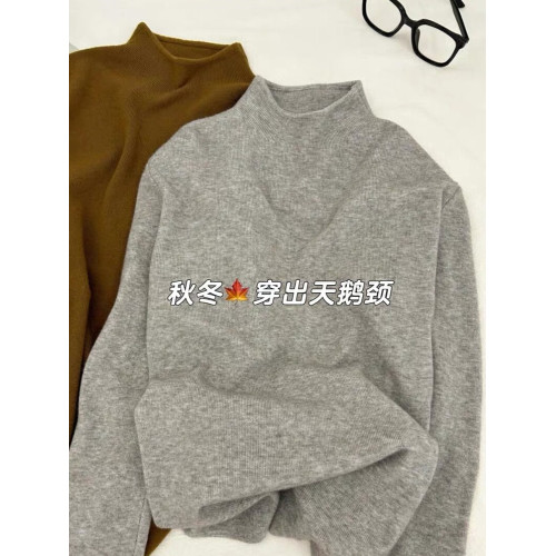 半高領灰色打底衫毛衣女秋冬季2025新款內搭修身可外穿搭針織上衣