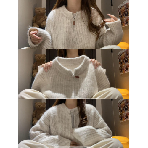 韓系慵懶風軟糯雙拉鍊毛衣外套女秋冬加厚高級感寬松針織開衫上衣 韓系慵懶風軟糯雙拉鍊毛衣外套女秋冬加厚高級感寬松針織開衫上衣