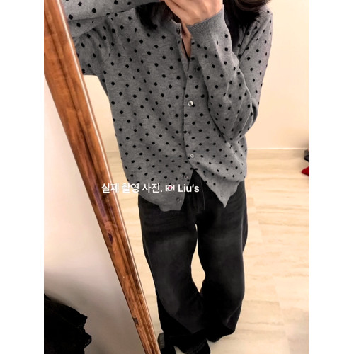 復古灰色波點針織開衫女2025秋外搭薄款毛衣外套韓系短款上衣秋冬 復古灰色波點針織開衫女2025秋外搭薄款毛衣外套韓系短款上衣秋冬