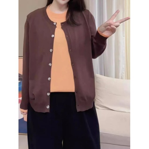 假兩件針織開衫女秋季大碼胖mm黑色圓領紐釦毛衣外套寬松百搭上衣 假兩件針織開衫女秋季大碼胖mm黑色圓領紐釦毛衣外套寬松百搭上衣