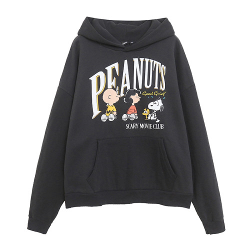 春秋季卡通字母印花衛衣女連帽薄絨加厚時尚減齡帽衫寬松大碼 春秋季卡通字母印花衛衣女連帽薄絨加厚時尚減齡帽衫寬松大碼