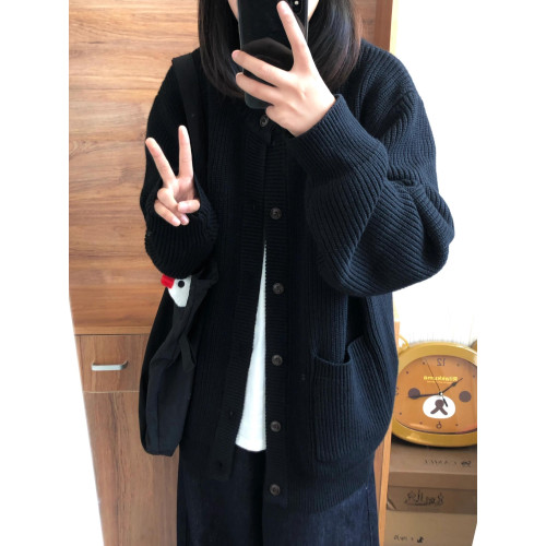 復古慵懶2025秋新款寬松百搭毛衣加厚外穿針織開衫休閒外套上衣女 復古慵懶2025秋新款寬松百搭毛衣加厚外穿針織開衫休閒外套上衣女