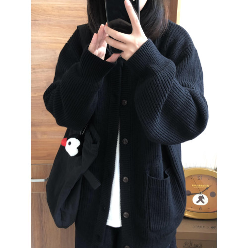 復古慵懶2025秋新款寬松百搭毛衣加厚外穿針織開衫休閒外套上衣女 復古慵懶2025秋新款寬松百搭毛衣加厚外穿針織開衫休閒外套上衣女