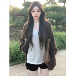 韓系慵懶風美拉德寬松針織開衫女秋季穿搭上衣蝙蝠袖氣質休閒外套