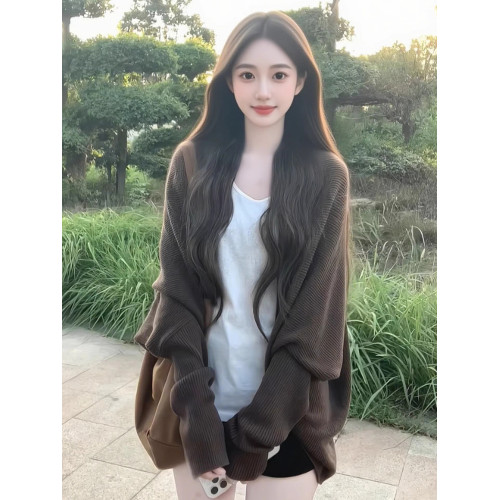 韓系慵懶風美拉德寬松針織開衫女秋季穿搭上衣蝙蝠袖氣質休閒外套 韓系慵懶風美拉德寬松針織開衫女秋季穿搭上衣蝙蝠袖氣質休閒外套