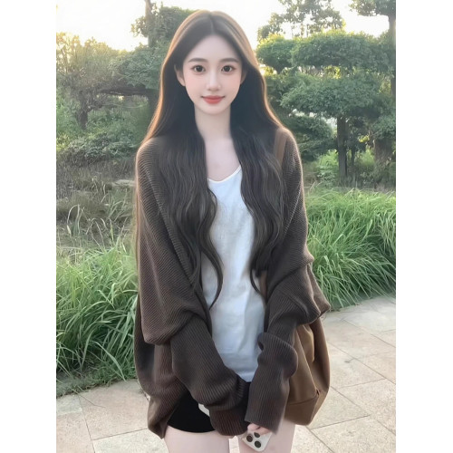 韓系慵懶風美拉德寬松針織開衫女秋季穿搭上衣蝙蝠袖氣質休閒外套 韓系慵懶風美拉德寬松針織開衫女秋季穿搭上衣蝙蝠袖氣質休閒外套
