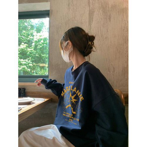 純棉高街美式復古套頭圓領衛衣女2025新款寬松潮牌慵懶風長袖上衣 純棉高街美式復古套頭圓領衛衣女2025新款寬松潮牌慵懶風長袖上衣