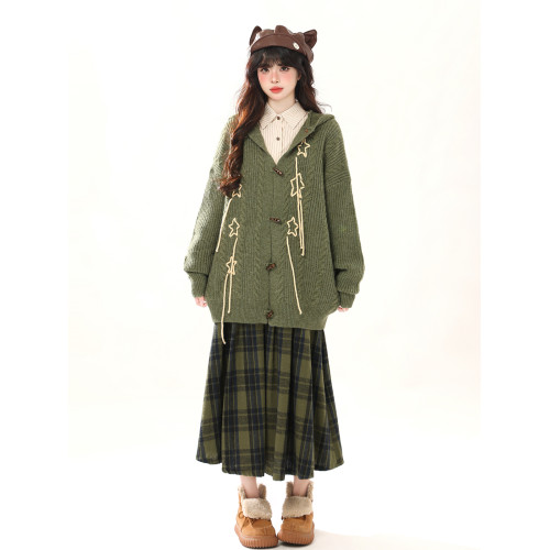 ENJOG 復古星星兔耳朵開衫毛衣女秋冬新款設計感寬松慵懶針織外套 ENJOG 復古星星兔耳朵開衫毛衣女秋冬新款設計感寬松慵懶針織外套