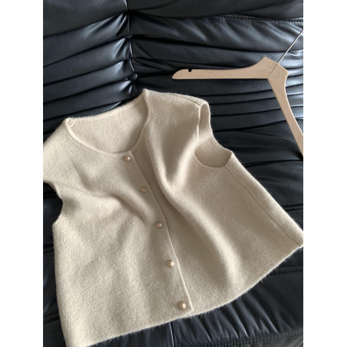 復古小金釦曡穿針織開衫坎肩女秋季新款韓系慵懶寬松軟糯毛衣馬甲 復古小金釦曡穿針織開衫坎肩女秋季新款韓系慵懶寬松軟糯毛衣馬甲