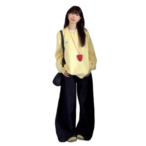 寬松套頭外穿軟糯毛衣女秋冬季慵懶高級感2025新款黃色polo領上衣 寬松套頭外穿軟糯毛衣女秋冬季慵懶高級感2025新款黃色polo領上衣