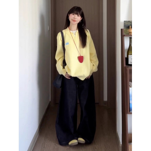 寬松套頭外穿軟糯毛衣女秋冬季慵懶高級感2025新款黃色polo領上衣 寬松套頭外穿軟糯毛衣女秋冬季慵懶高級感2025新款黃色polo領上衣