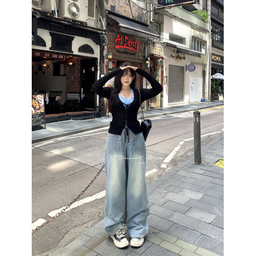 黑澤玄七2025秋季新款微胖綁帶長袖針織打底衫收腰修身內搭上衣女