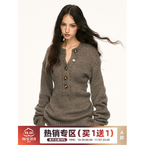 Aaisup 美式復古半開領針織毛衣女秋冬氣質修身顯瘦內搭打底上衣 Aaisup 美式復古半開領針織毛衣女秋冬氣質修身顯瘦內搭打底上衣