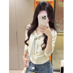 韓系海軍領披肩長袖針織衫女2025秋冬新款高級感內搭顯瘦百搭上衣