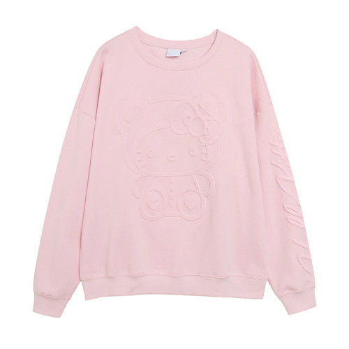 3D立體燙印~粉色卡通動漫圓領衛衣女寬松大碼減齡休閒上衣 3D立體燙印~粉色卡通動漫圓領衛衣女寬松大碼減齡休閒上衣