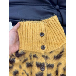 豹紋高領毛衣女針織開衫女裝2026春季季新款時髦高級洋氣上衣外套