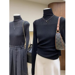 黑色修身顯瘦針織打底衫女2025秋冬季新款高領內搭氛圍感上衣女