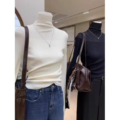 黑色修身顯瘦針織打底衫女2025秋冬季新款高領內搭氛圍感上衣女 黑色修身顯瘦針織打底衫女2025秋冬季新款高領內搭氛圍感上衣女