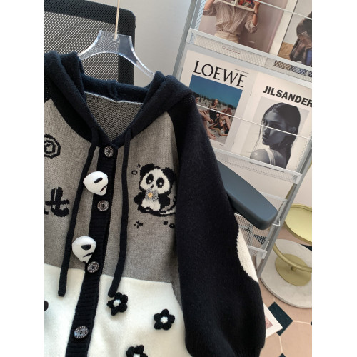 可愛熊貓連帽毛衣衛衣開衫外套女秋冬2025新款寬松慵懶風高級感 可愛熊貓連帽毛衣衛衣開衫外套女秋冬2025新款寬松慵懶風高級感