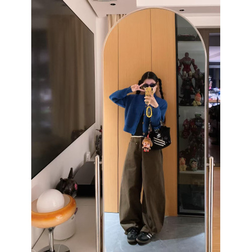 藍色立領開衫女針織衫上衣早秋新款韓系穿搭短款軟糯寬松毛衣外套 藍色立領開衫女針織衫上衣早秋新款韓系穿搭短款軟糯寬松毛衣外套