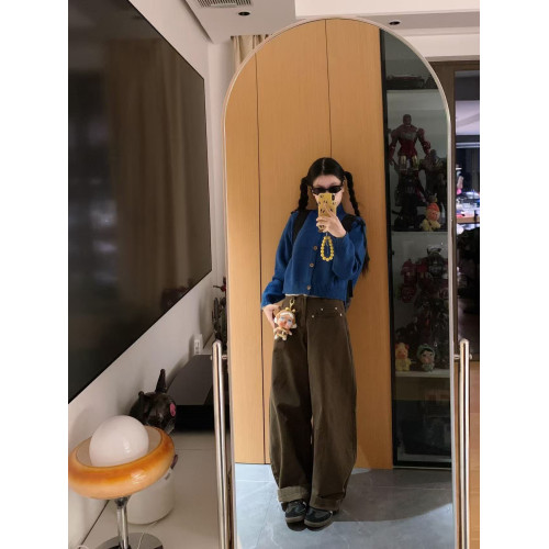 藍色立領開衫女針織衫上衣早秋新款韓系穿搭短款軟糯寬松毛衣外套 藍色立領開衫女針織衫上衣早秋新款韓系穿搭短款軟糯寬松毛衣外套