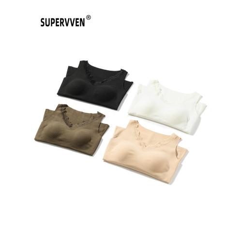 超級文 綉羅衣裳蠶絲羊絨蕾絲花邊抗菌保暖背心/上衣/打底褲