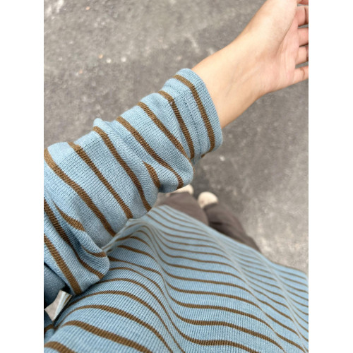 慵懶風針織衫女2025新款寬松韓系早秋季穿搭條紋單穿長袖t恤上衣