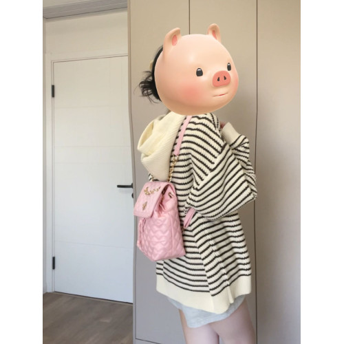 miu系軟糯撞色條紋連帽針織開衫女秋季松弛感寬松慵懶風毛衣外套