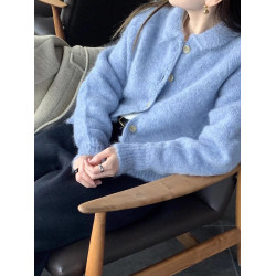 顔色超美！韓代@lero*e美娜家 冬日情書~10%羊毛復古翻領毛衣外套