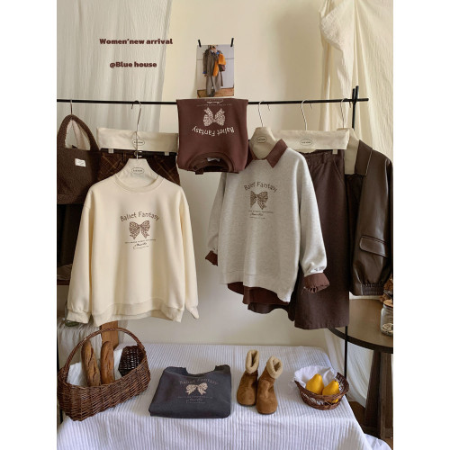 韓版時尚豹紋蝴蝶結圓領長袖衛衣女秋冬寬松休閒百搭減齡套頭上衣 韓版時尚豹紋蝴蝶結圓領長袖衛衣女秋冬寬松休閒百搭減齡套頭上衣