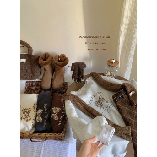 韓版時尚豹紋蝴蝶結圓領長袖衛衣女秋冬寬松休閒百搭減齡套頭上衣 韓版時尚豹紋蝴蝶結圓領長袖衛衣女秋冬寬松休閒百搭減齡套頭上衣