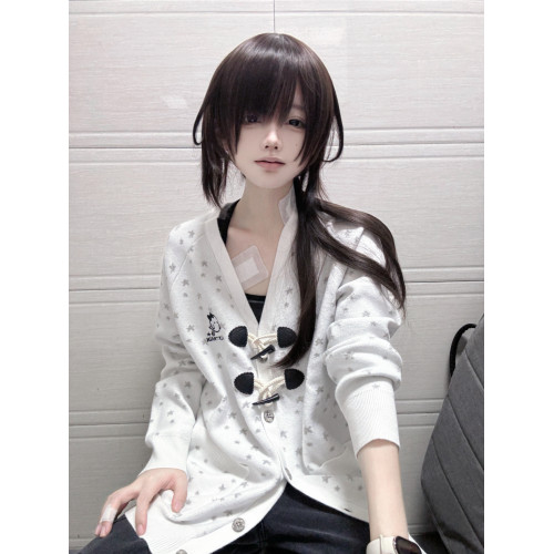 空氣列車 古早感碎星星牛角釦毛衣開衫小幽靈刺綉亞文化原創設計 空氣列車 古早感碎星星牛角釦毛衣開衫小幽靈刺綉亞文化原創設計