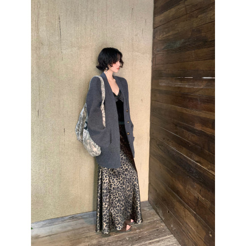 酒午自製【慵嬾日光】港風復古秋季羊毛混紡針織開衫中長款外套女