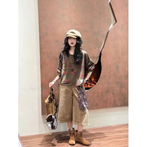 歐版時尚毛圈衛衣女2025秋季新款寬松圓領寬松印花蝙蝠衫長袖上衣 歐版時尚毛圈衛衣女2025秋季新款寬松圓領寬松印花蝙蝠衫長袖上衣