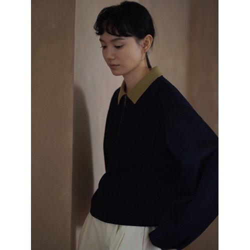 哈齒小姐 正統學院風撞色Polo領衛衣空氣層針織面料寬松顯瘦上衣 哈齒小姐 正統學院風撞色Polo領衛衣空氣層針織面料寬松顯瘦上衣