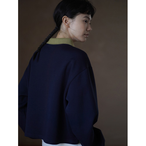 哈齒小姐 正統學院風撞色Polo領衛衣空氣層針織面料寬松顯瘦上衣 哈齒小姐 正統學院風撞色Polo領衛衣空氣層針織面料寬松顯瘦上衣