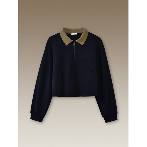 哈齒小姐 正統學院風撞色Polo領衛衣空氣層針織面料寬松顯瘦上衣 哈齒小姐 正統學院風撞色Polo領衛衣空氣層針織面料寬松顯瘦上衣