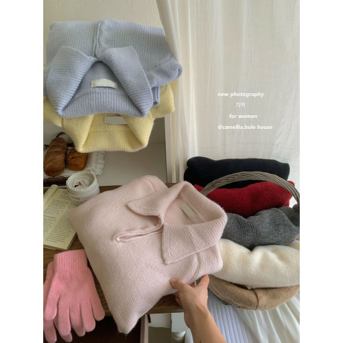 溫柔奶油系顯白polo翻領文藝復古套頭毛衣女秋冬軟糯外穿減齡上衣 溫柔奶油系顯白polo翻領文藝復古套頭毛衣女秋冬軟糯外穿減齡上衣