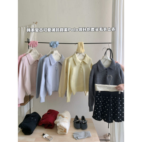 溫柔奶油系顯白polo翻領文藝復古套頭毛衣女秋冬軟糯外穿減齡上衣 溫柔奶油系顯白polo翻領文藝復古套頭毛衣女秋冬軟糯外穿減齡上衣