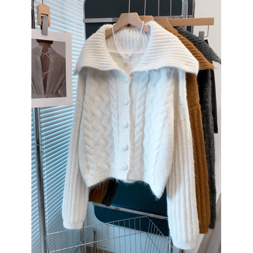 高領毛衣外套女2025秋冬新款寬松慵懶風翻領外穿上衣厚針織開衫潮 高領毛衣外套女2025秋冬新款寬松慵懶風翻領外穿上衣厚針織開衫潮