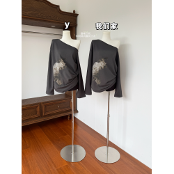 玖月伍 貓咪印花寬松套頭休閒斜肩露肩衛衣女秋季美式小衆上衣