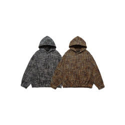 春秋新款重磅小香風編織連帽衛衣男女款美式復古寬松情侶帽衫上衣