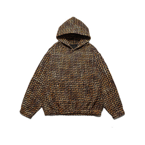 春秋新款重磅小香風編織連帽衛衣男女款美式復古寬松情侶帽衫上衣 春秋新款重磅小香風編織連帽衛衣男女款美式復古寬松情侶帽衫上衣