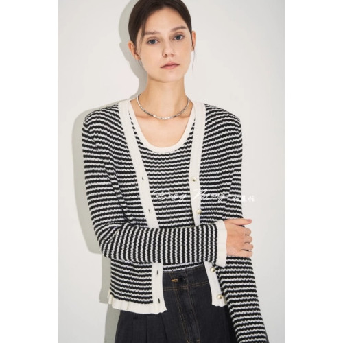 [降價啦]自畱款~主打款~兩件套~撞色條紋彈力通勤百搭羊毛針織衫