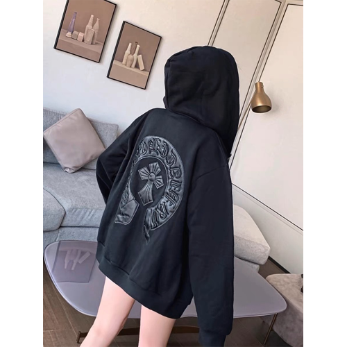 秋冬新款潮牌十字架皮標連帽衛衣女寬松中長款慵懶風拉鍊開衫外套 秋冬新款潮牌十字架皮標連帽衛衣女寬松中長款慵懶風拉鍊開衫外套