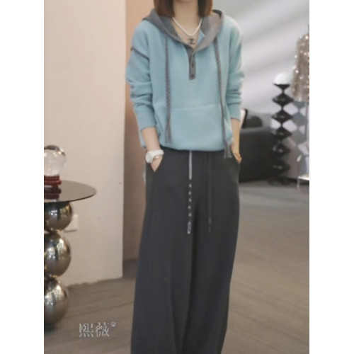 連帽半開領長袖毛衣女秋季2025新款大碼胖mm顯瘦遮肉洋氣休閒上衣