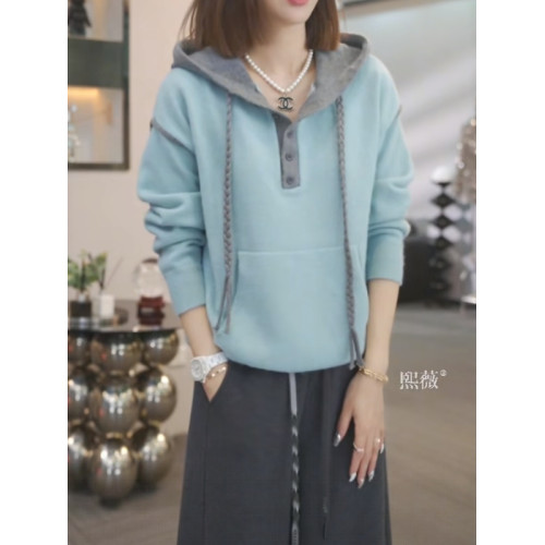 連帽半開領長袖毛衣女秋季2025新款大碼胖mm顯瘦遮肉洋氣休閒上衣