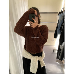 THE LIMON檸檬綠茶韓系甜美氛圍感軟糯花紗休閒套頭毛衣女秋季