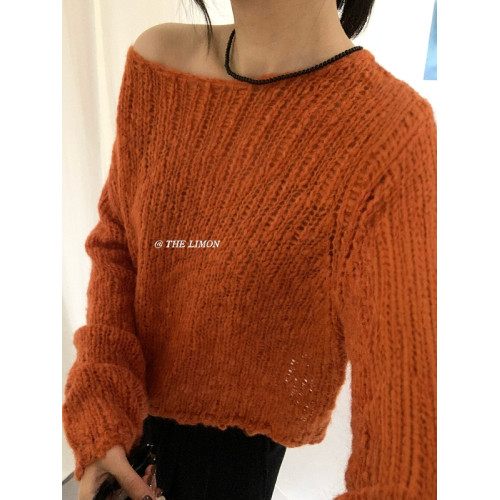 THE LIMON檸檬綠茶韓系甜美氛圍感軟糯花紗休閒套頭毛衣女秋季