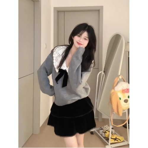 甜美設計感穿搭娃娃領毛衣女秋冬小個子溫柔減齡慵懶風針織衫上衣 甜美設計感穿搭娃娃領毛衣女秋冬小個子溫柔減齡慵懶風針織衫上衣